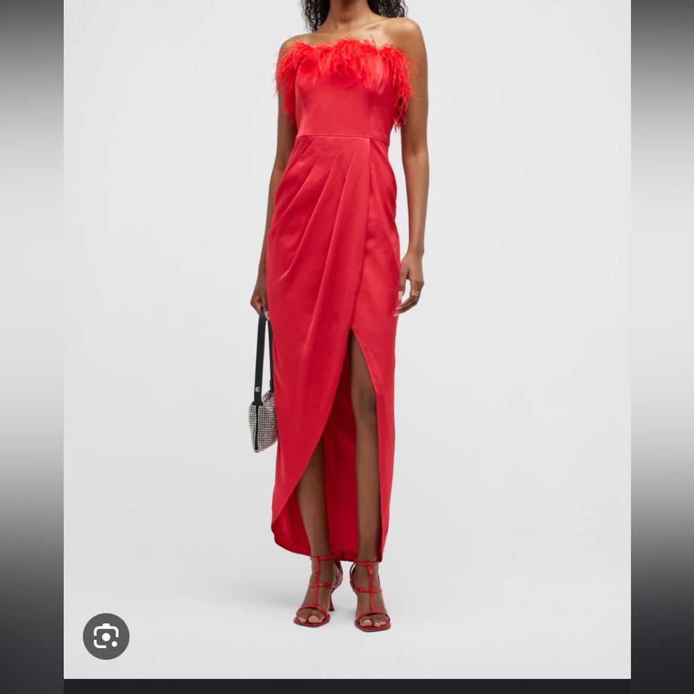 Aidan By Aidan Mattox in Red
Strapless With Feathers, Size 4, worn once